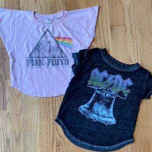 Pink Floyd / AC/DC toddler girls band tees